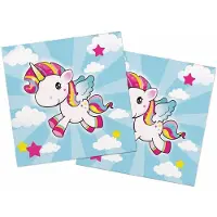 Folat 60x Eenhoorn feest servetten gekleurd 33 x 33 cm kinderverjaardag - Feestservetten