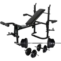vidaXL Trainingsbank met opbergruimte, halterset en dumbbellset van 60,5 kg