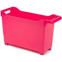 Forte Plastics Opberg trolley met wieltjes - fuchsia roze - kunststof - 45 x 17 x 29 cm - organiser - Opberg trolley