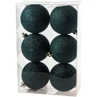 Cosy & Trendy Kerstballen - 6x st - petrol - glitters - 8 cm - Kerstbal
