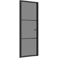 vidaXL Binnendeur 76x201,5 cm ESG-glas en aluminium zwart