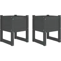vidaXL Plantenbakken 2 st 40x40x52,5 cm massief grenenhout grijs