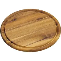 Kesper Houten broodplank/snijplank/serveerplank rond met sapgroef 25 cm - Serveerplanken