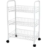 Gerimport Witte keuken trolley met manden 40 x 26 x 62 cm - Opberg trolley