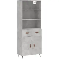 vidaXL Hoge kast 69,5x34x180 cm bewerkt hout betongrijs