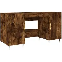 vidaXL Bureau, gerookt eikenfineer, 140x50x75 cm, houtvezelplaat
