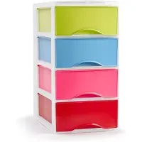 Forte Plastics Plasticforte Ladeblokje/bureau organizer 4x lades - multi kleurenA - L26 x B36 x H49 cm - Ladeblok