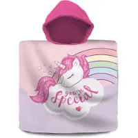 K-KIDS Eenhoorn/Unicorn bad cape/poncho - 60 x 60 cm - katoen - voor kinderen - Badcapes