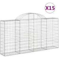 vidaXL Schanskorven 15 st gewelfd 200x30x100/120 cm ijzer