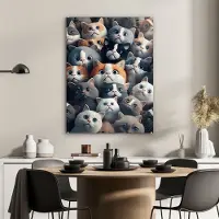 MuchoWow Glasschilderij 60x80 cm - Schilderij acrylglas - Kat - Dieren - Poes - Grijs - Patronen - Kind - Foto op glas - Schilderijen