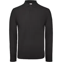 B&C Men's Long Sleeve Polo 'ID.001' Zwart B&C Collectie maat XXL