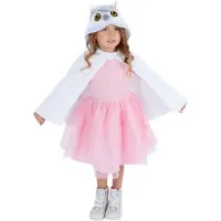 Smiffys Smiffy's - Arend & Struisvogel & Uil & Kraai & Aasgier & Toekan & Flamingo Kostuum - Ooh Hoo Witte Uil Cape Kind - Wit / Beige - Small / Medium - Carnavalskleding - Verkleedkleding