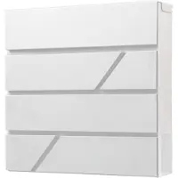 BRASQ Brievenbus Hangend Wit Deluxe - Wandbrievenbus met Slot en krantenvak - Incl. Montagemateriaal & 2 Sleutels - Postbus - brievenbus - RVS