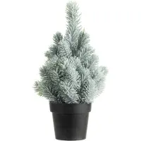 Merkloos Kunstboom/kunst kerstboom groen met sneeuw 22 cm - Kunstkerstboom