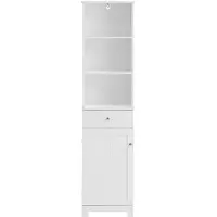 SoBuy BZR17-W Hoge Badkamerkast - Lade, Deur & Planken - Wit - 40x150x33 cm