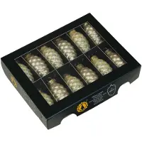 Othmar decorations kersthangers dennenappels - 12x- champagne -glas - Kersthangers