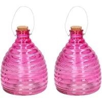 Svenska Living Set van 2x stuks wespenvanger/wespenval roze van glas 21 cm - Ongediertevallen - Ongediertebestrijding