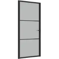 vidaXL Binnendeur 93x201,5 cm matglas en aluminium zwart