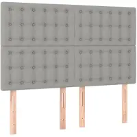 vidaXL Hoofdbord lichtgrijs 144x5x118/128 cm stof