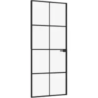 vidaXL Binnendeur 83x201,5 cm gehard glas en aluminium smal zwart