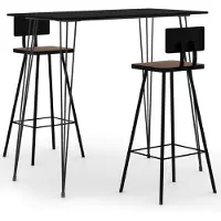 vidaXL 3-delige Barset zwart
