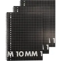 HEMA Collegebloks A4 Geruit 10 Mm - 3 Stuks (zwart)