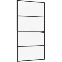 vidaXL Binnendeur 102x201,5 cm gehard glas en aluminium smal zwart