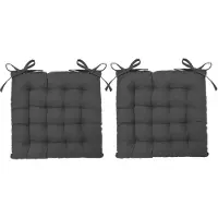 Atmosphera Stoelkussen - 2x - grijs - katoen - 38 x 6 cm - zitkussen - tuinstoelkussens