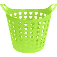 Excellent houseware Flexibele wasmand - groen - 26 liter - kunststof - 40 x 42 cm - Wasmanden