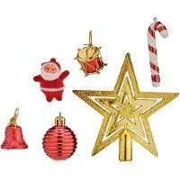Krist+ kerstornamenten - 24x - met piek rood/goud voor mini kerstboom - Kerstbal