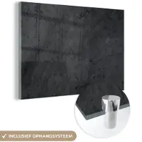 MuchoWow Glasschilderij 120x80 cm - Schilderij acrylglas - Grijs - Cement - Beton - Industrieel - Structuur - Foto op glas - Schilderijen