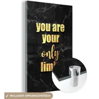 MuchoWow Glasschilderij 120x180 cm - Schilderij acrylglas - Quotes - Motivatie - Goud - Marmer - Foto op glas - Schilderijen