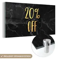 MuchoWow Glasschilderij 120x60 cm - Schilderij acrylglas - Sale - Goud - Marmer - Foto op glas - Schilderijen