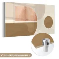 MuchoWow Glasschilderij 120x60 cm - Schilderij acrylglas - Roze - Design - Abstract - Foto op glas - Schilderijen