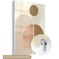 MuchoWow Glasschilderij 30x40 cm - Schilderij acrylglas - Rond - Abstract - Bruin - Foto op glas - Schilderijen