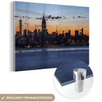 MuchoWow Glasschilderij 30x20 cm - Schilderij acrylglas - New York - Skyline - Amerika - Foto op glas - Schilderijen