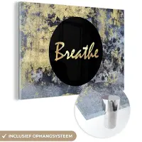 MuchoWow Glasschilderij 90x60 cm - Schilderij acrylglas - Quote - Zen - Goud - Foto op glas - Schilderijen