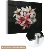 MuchoWow Glasschilderij 40x30 cm - Schilderij acrylglas - Bloemen - Roze - Zwart - Flora - Botanisch - Foto op glas - Muurdecoratie woonkamer - Wanddecoratie slaapkamer - Schilderijen