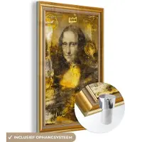 MuchoWow Glasschilderij 120x180 cm - Schilderij acrylglas - Mona Lisa - Da Vinci - Lijst - Goud - Foto op glas - Schilderijen