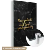 MuchoWow Glasschilderij 20x30 cm - Schilderij acrylglas - Quotes - Motivatie - Goud - Marmer - Foto op glas - Schilderijen