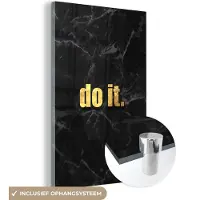 MuchoWow Glasschilderij 40x60 cm - Schilderij acrylglas - Quotes - Motivatie - Gold - Zwart - Foto op glas - Schilderijen
