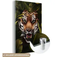 MuchoWow Glasschilderij 40x60 cm - Schilderij acrylglas - Tijger - Groen - Ogen - Foto op glas - Schilderijen
