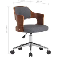 vidaXL Eetkamerstoelen 2 st draaibaar gebogen hout en stof grijs