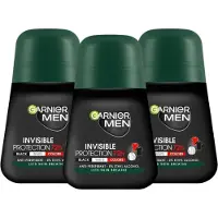 Garnier Men Deodorant Roller Invisible Protection - 72h Onzichtbare Frisheid en Verzorging - Anti Transpirant Deodorant Roller Man - 3 x 50ml - Deodorant Man Voordeelverpakking