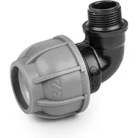 Bradas PN10 bocht – 20 mm naar 1/2" mannelijke schroefdraad – Voor PE-leidingen – Tyleenslang – Hoekverbinding – Drukbestendig