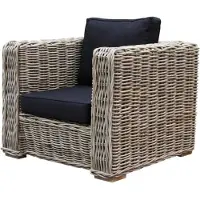 AVH-Collectie Nissah lounge tuinstoel naturel rotan - olefin black - urecel foam