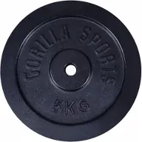 Gorilla Sports Halterschijf 5 kg gietijzer zwart