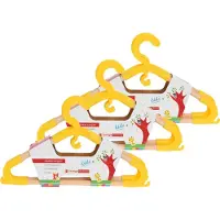 Storage solutions kledinghangers voor kinderen - 18x - kunststof/hout - geel - Sterke kwaliteit
