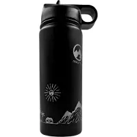MowMow The SIPPER - Drinkfles - Waterfles met rietje - Thermosfles - 550ml - Matzwart