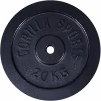 Gorilla Sports Halterschijf 20 kg gietijzer zwart